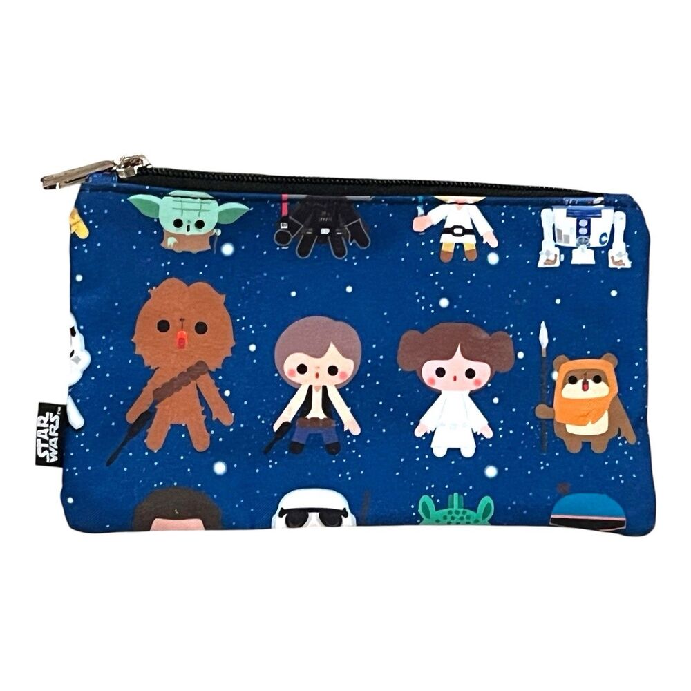 Disney Loungefly Chibi Style Star Wars Characters Pouch Makeup / Pencil Case AOP